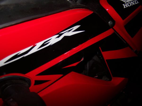 Cracked front left fairing